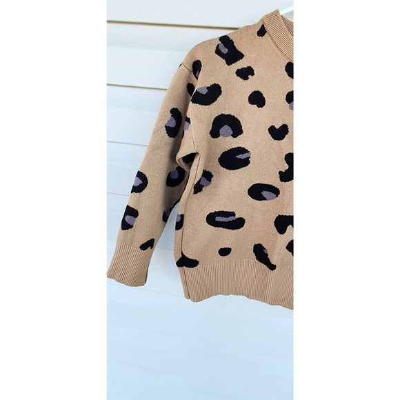 Heavy Knit Crew Neck Leopard Print Sweater - Picture 3 of 6